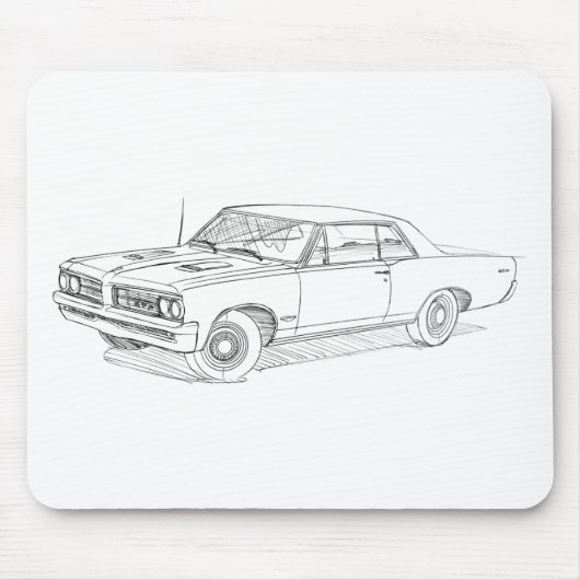 Schwarzes 1964 Pontiacs GTO Mousepad (Vorne)