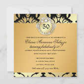 Schwarzes 311 Damast-Schimmer-Königin-tolles 50 Einladung (Rückseite)