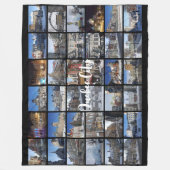 Schwarzes 36-Foto-Collagen-Raster-Reise-Custom Fleecedecke (Vorderseite)