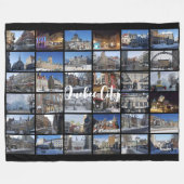 Schwarzes 36-Foto-Collagen-Raster-Reise-Custom Fleecedecke (Vorderseite (Horizontal))