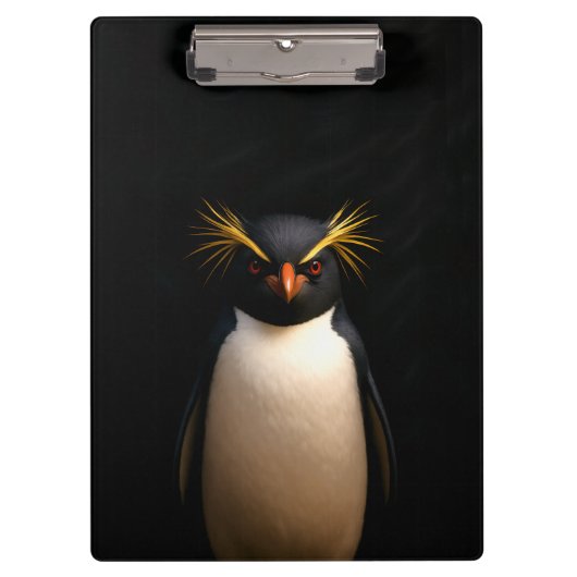 Schwarzes 4 Luxe-Clipboard, Felsenpinguin Klemmbrett (Vorderseite)