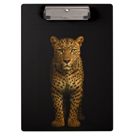 Schwarzes 4 Luxe-Clipboard, Majestätischer Leopard Klemmbrett (Vorderseite)