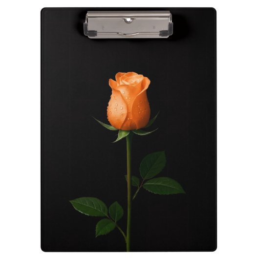 Schwarzes 4 Luxe-Clipboard, Sunset Orange Rose Klemmbrett (Vorderseite)