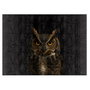 Schwarzes 4 Luxe Glas Board Golden Eyed Owl Schneidebrett