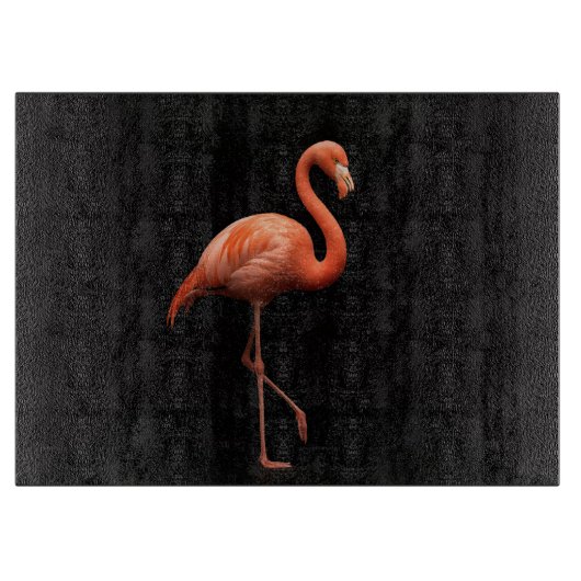 Schwarzes 4 Luxe Glas Board Pink Flamingo Schneidebrett (Vorderseite)