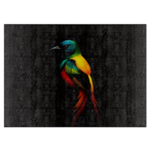 Schwarzes 4 Luxe Glas Board Regenbogen-Tropenvogel Schneidebrett