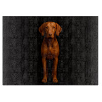 Schwarzes 4 Luxe Glas-Schneidbrett Agile Vizsla Hu