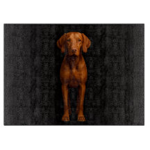 Schwarzes 4 Luxe Glas-Schneidbrett Agile Vizsla Hu
