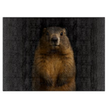 Schwarzes 4 Luxe Glas Schneidbrett Fluffy Marmot