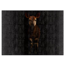 Schwarzes 4 Luxe Glas-Schneidbrett Forest Okapi
