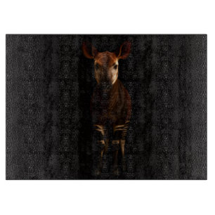 Schwarzes 4 Luxe Glas-Schneidbrett Forest Okapi Schneidebrett