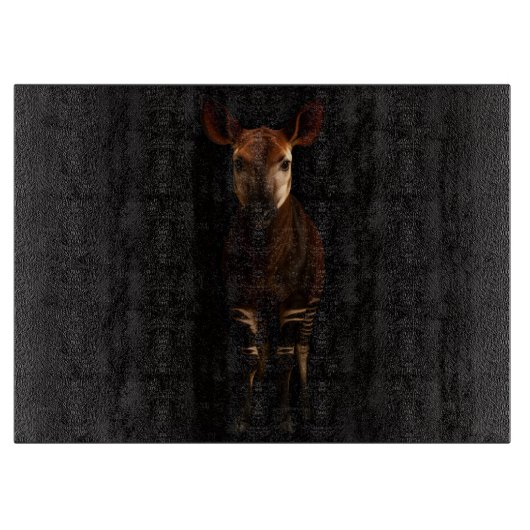 Schwarzes 4 Luxe Glas-Schneidbrett Forest Okapi Schneidebrett (Vorderseite)