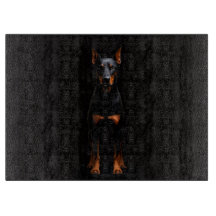 Schwarzes 4 Luxe Glas-Schneidbrett Guardian Doberm