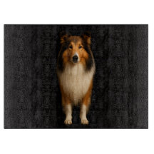 Schwarzes 4 Luxe Glas-Schneidbrett Loyal Collie Hu