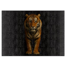 Schwarzes 4 Luxe Glas-Schneidbrett Noble Tiger