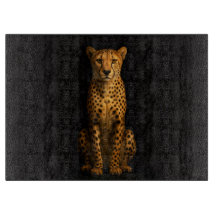 Schwarzes 4 Luxe Glas-Schneidbrett Sleek Cheetah