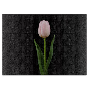 Schwarzes 4 Luxe Glasboard Blassrosa Tulpe Schneidebrett