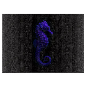 Schwarzes 4 Luxe Glasboard Blaue Violette Seepferd Schneidebrett