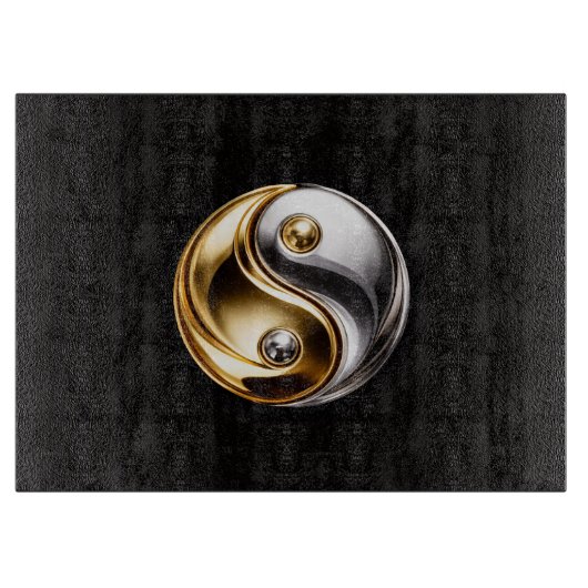 Schwarzes 4 Luxe Glasboard Harmony Yin Yang Schneidebrett (Vorderseite)