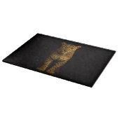 Schwarzes 4 Luxe Glasboard Majestätischer Leopard Schneidebrett (Ecke)