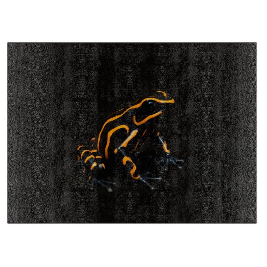 Schwarzes 4 Luxe Glasboard Orange Schwarzer Frosch Schneidebrett (Vorderseite)