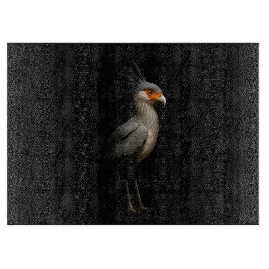 Schwarzes 4 Luxe Glasboard Sekretärvogel Schneidebrett (Vorderseite)
