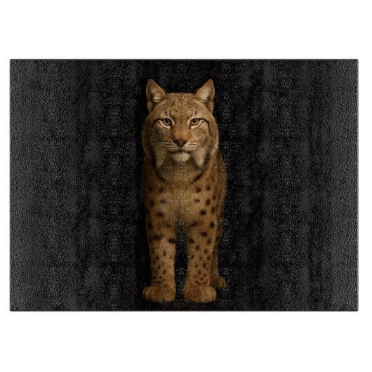 Schwarzes 4 Luxe Glasboard Silent Lynx Schneidebrett (Vorderseite)