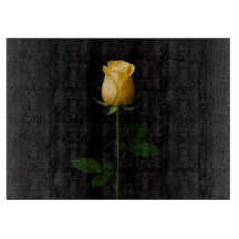 Schwarzes 4 Luxe Glasboard Sonnengelbe Rose