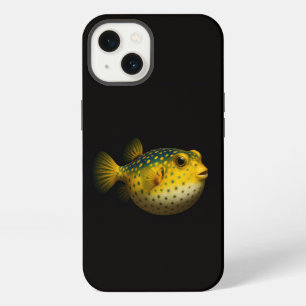 Schwarzes 4 Luxe iPhone 13 Case, Gelber Kugelfisch Hülle