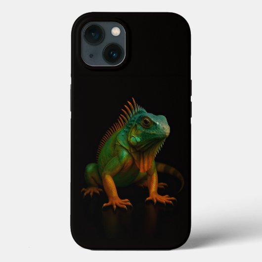 Schwarzes 4 Luxe iPhone 13 Case, Grüner Leguan Case-Mate iPhone Hülle (Rückseite)