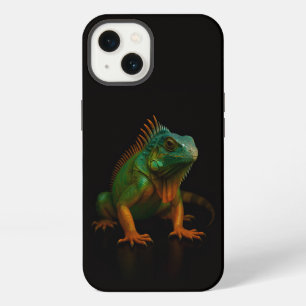 Schwarzes 4 Luxe iPhone 13 Case, Grüner Leguan Hülle