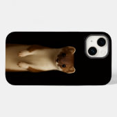 Schwarzes 4 Luxe iPhone 14 Case, Elegantes Wiesel Case-Mate iPhone Hülle (Rückseite (Horizontal))