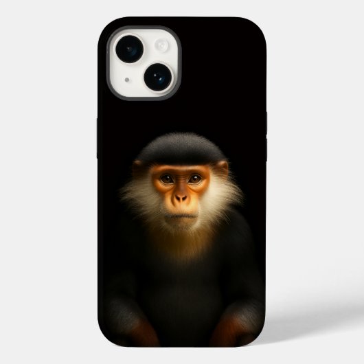 Schwarzes 4 Luxe iPhone 14 Case-Mate, Rote Douc La Case-Mate iPhone Hülle (Rückseite)