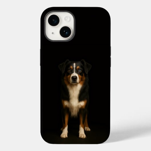 Schwarzes 4 Luxe iPhone 14 Mate, Aussie Shepherd Case-Mate iPhone Hülle (Rückseite)
