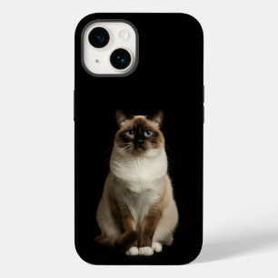 Schwarzes 4 Luxe iPhone 14 Mate, Birmanische Katze Case-Mate iPhone 14 Hülle