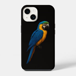 Schwarzes 4 Luxe iPhone 14 Mate, Blau Gelber Ara Hülle