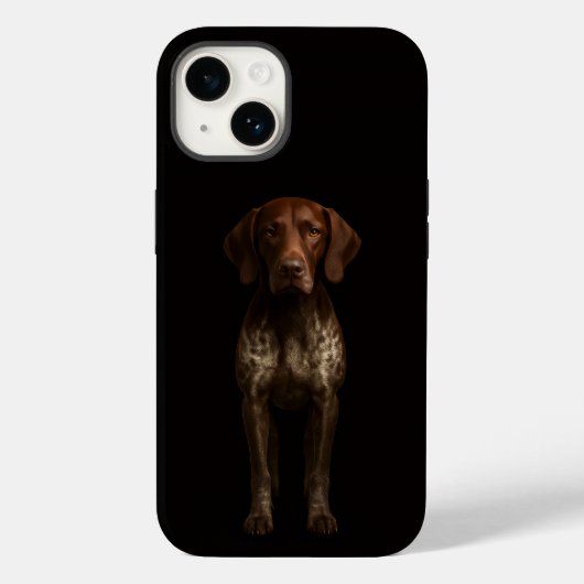 Schwarzes 4 Luxe iPhone 14 Mate, Deutscher Pointer Case-Mate iPhone Hülle (Rückseite)