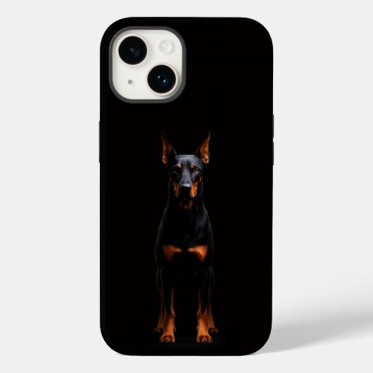 Schwarzes 4 Luxe iPhone 14 Mate, Guardian Doberman Case-Mate iPhone Hülle (Rückseite)