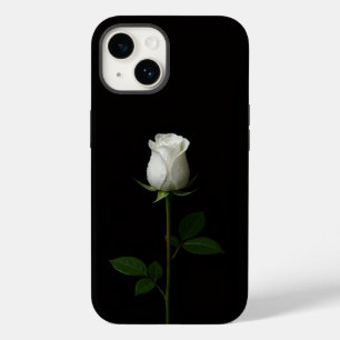 Schwarzes 4 Luxe iPhone 14 Mate, reine weiße Rose Case-Mate iPhone 14 Hülle