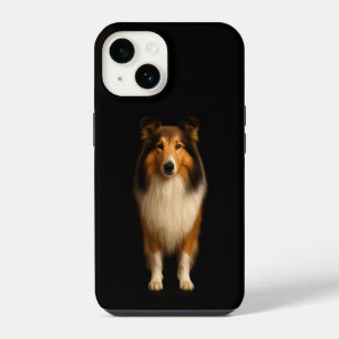 Schwarzes 4 Luxe iPhone 14 Mate, treuer Collie Hülle