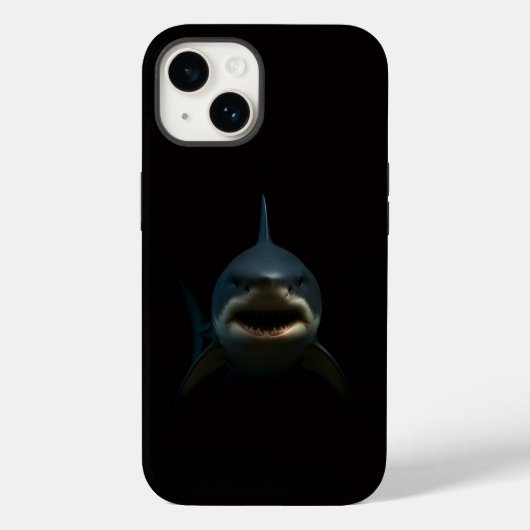 Schwarzes 4 Luxe iPhone 14 Mate, Weißer Hai Case-Mate iPhone Hülle (Rückseite)