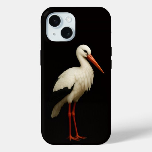 Schwarzes 4 Luxe iPhone 15 Case, Anmutiger Storch Case-Mate iPhone Hülle (Rückseite)