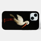 Schwarzes 4 Luxe iPhone 15 Case, Anmutiger Storch Case-Mate iPhone Hülle (Rückseite (Horizontal))