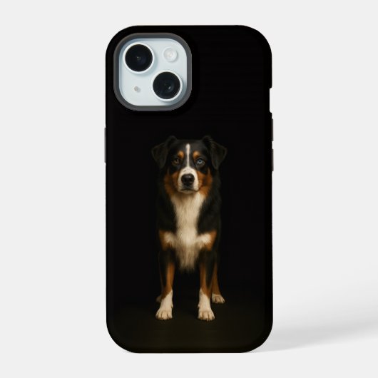 Schwarzes 4 Luxe iPhone 15 Case, Aussie Shepherd Hülle (Rückseite)
