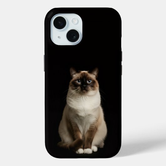 Schwarzes 4 Luxe iPhone 15 Case, Birma-Katze Case-Mate iPhone Hülle (Rückseite)
