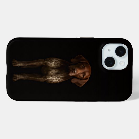 Schwarzes 4 Luxe iPhone 15 Case, Deutscher Pointer Case-Mate iPhone Hülle (Rückseite (Horizontal))