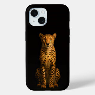 Schwarzes 4 Luxe iPhone 15 Case, eleganter Gepard Case-Mate iPhone Hülle