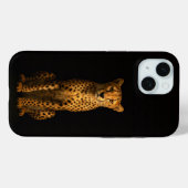 Schwarzes 4 Luxe iPhone 15 Case, eleganter Gepard Case-Mate iPhone Hülle (Rückseite (Horizontal))