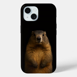 Schwarzes 4 Luxe iPhone 15 Case, Fluffy Marmot Case-Mate iPhone Hülle