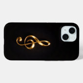Schwarzes 4 Luxe iPhone 15 Case, Goldener Violinsc Case-Mate iPhone Hülle (Rückseite (Horizontal))